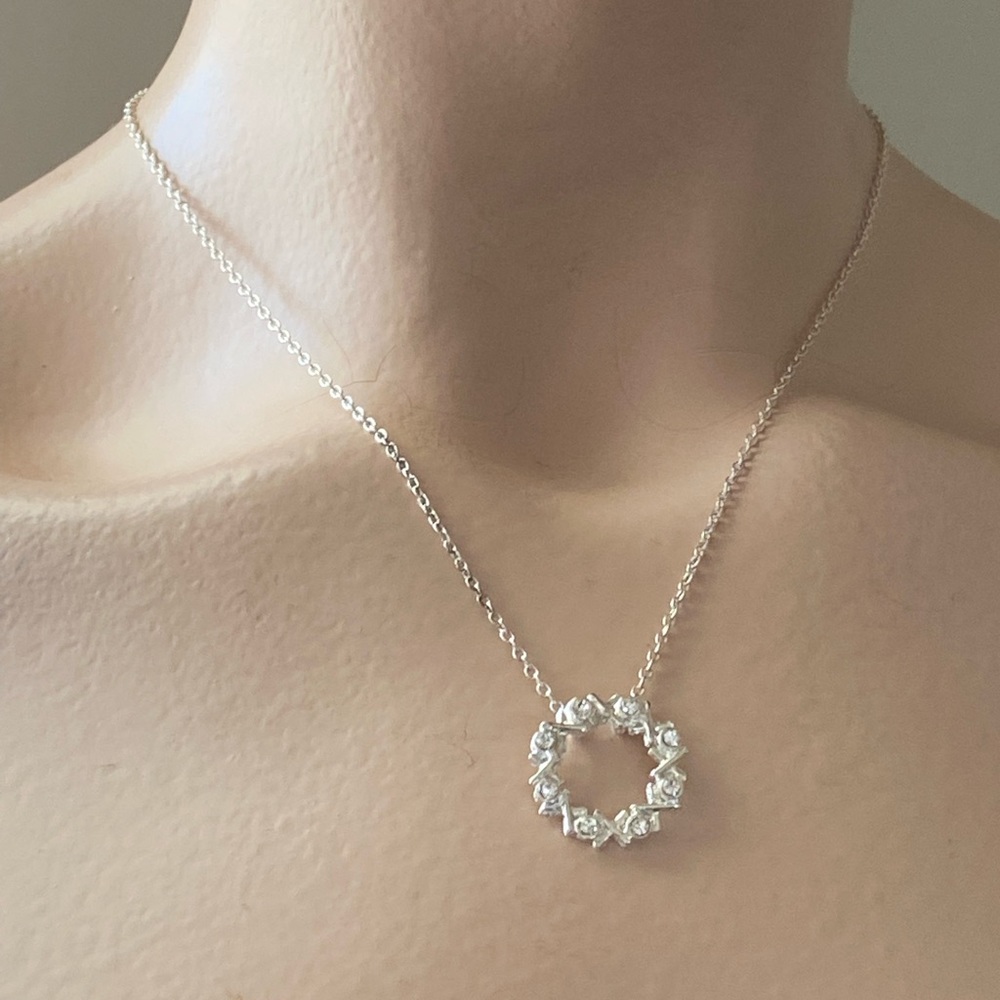 Love circle xoxo pendant silver tone women necklace. Excellent used condition.